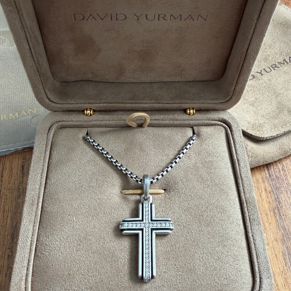 David Yurman Diamond Cross Necklace